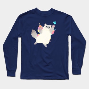 Fairy Cat Catching Butterfly (ragdoll cat) Long Sleeve T-Shirt